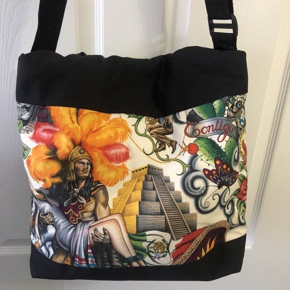 XcessRize Designs Large Satchel Weekender Tote Bag Contigo Aztec Skull Design - Picture 3 of 4